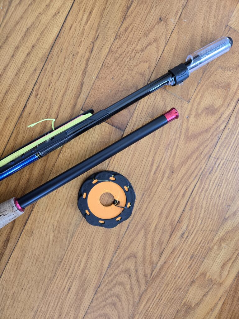Two tenkara rods and a line spool